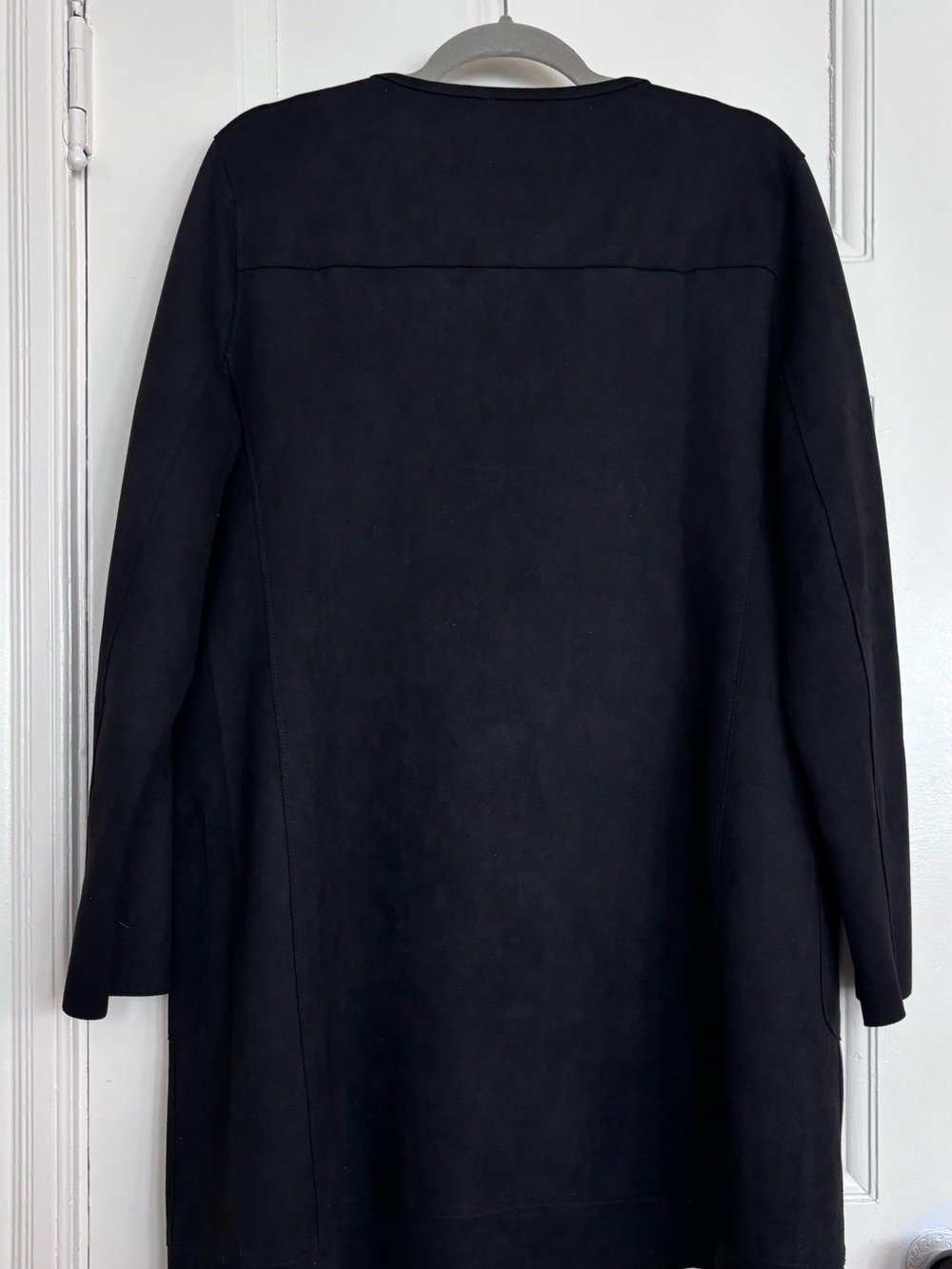 Joan Vass Black Open-Front Blazer with Fringe Trim - Size L - Picture 10 of 11